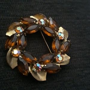 Vintage Topaz Leaf Pin